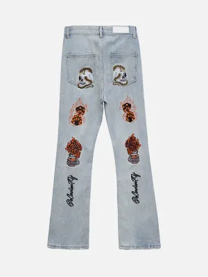 1984 High Street Embroidery Retro Jeans - 1574