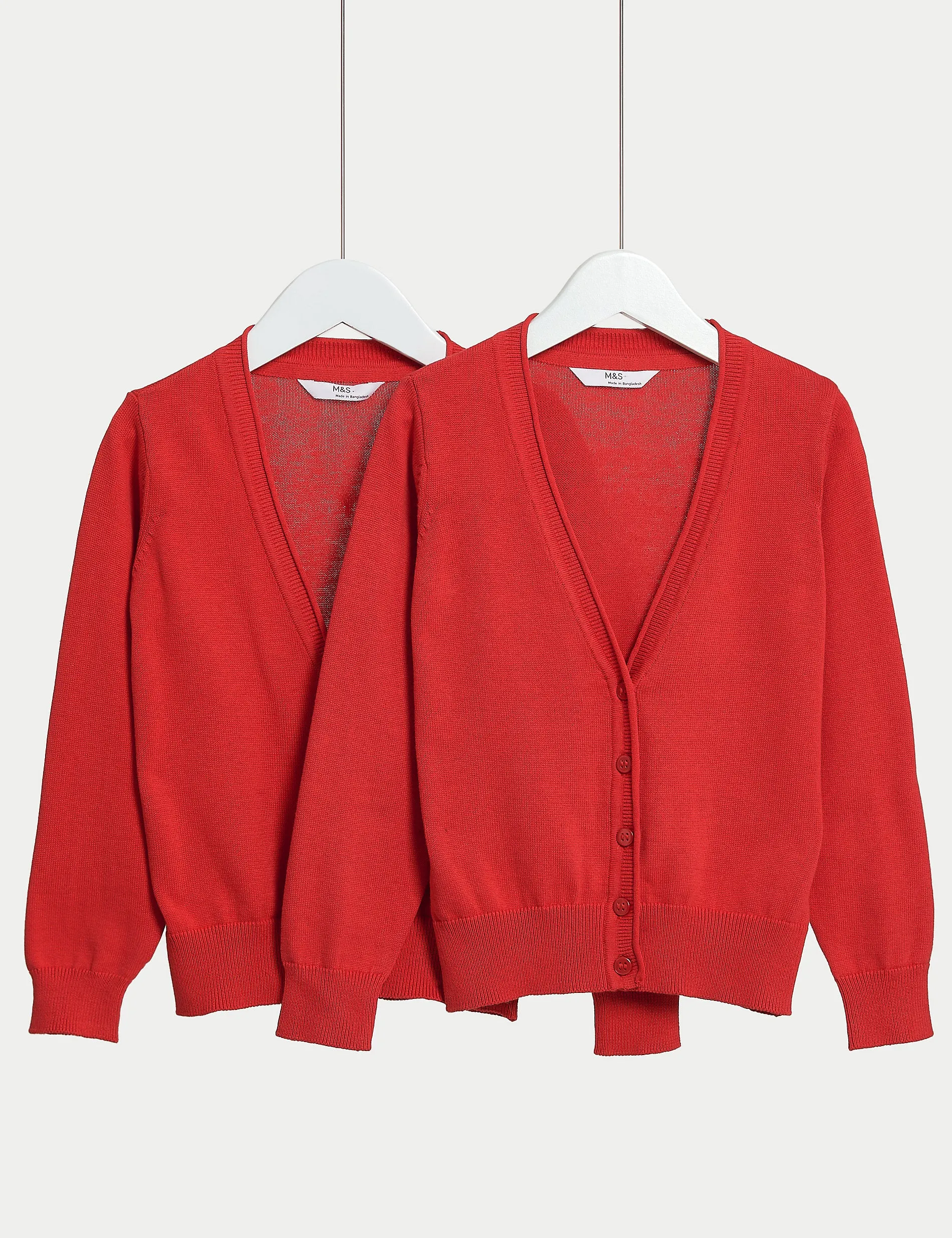 2 Pairs of Pure Cotton School Cardigans for Girls (3-18 Years) Marks & Spencer red