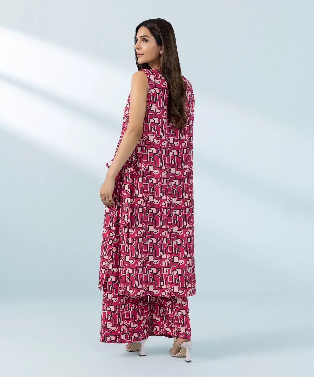 2 Piece - Printed Raw Silk Suit