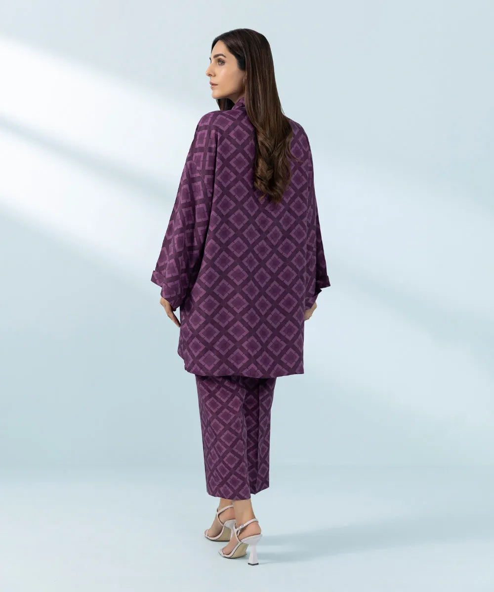 2 Piece - Printed Raw Silk Suit