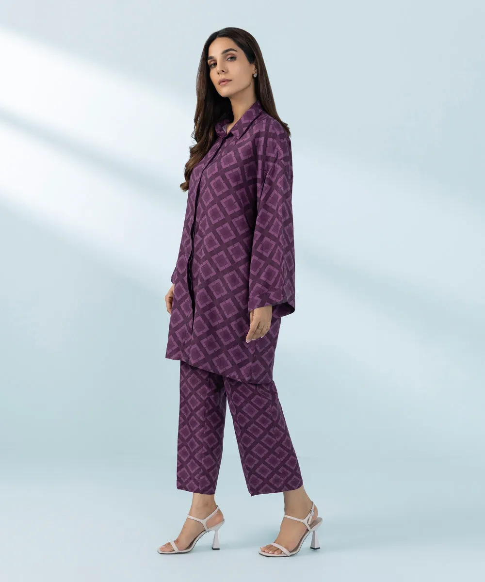 2 Piece - Printed Raw Silk Suit