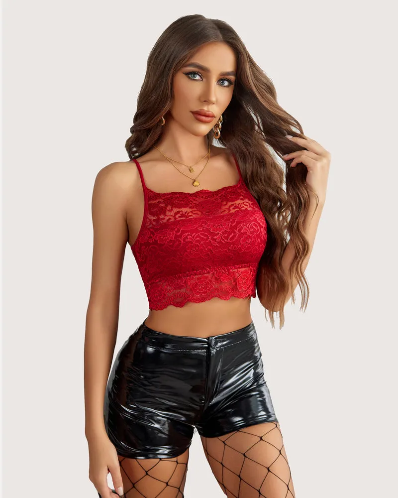 2Pack Wireless Lace Double-Layered Crop Top