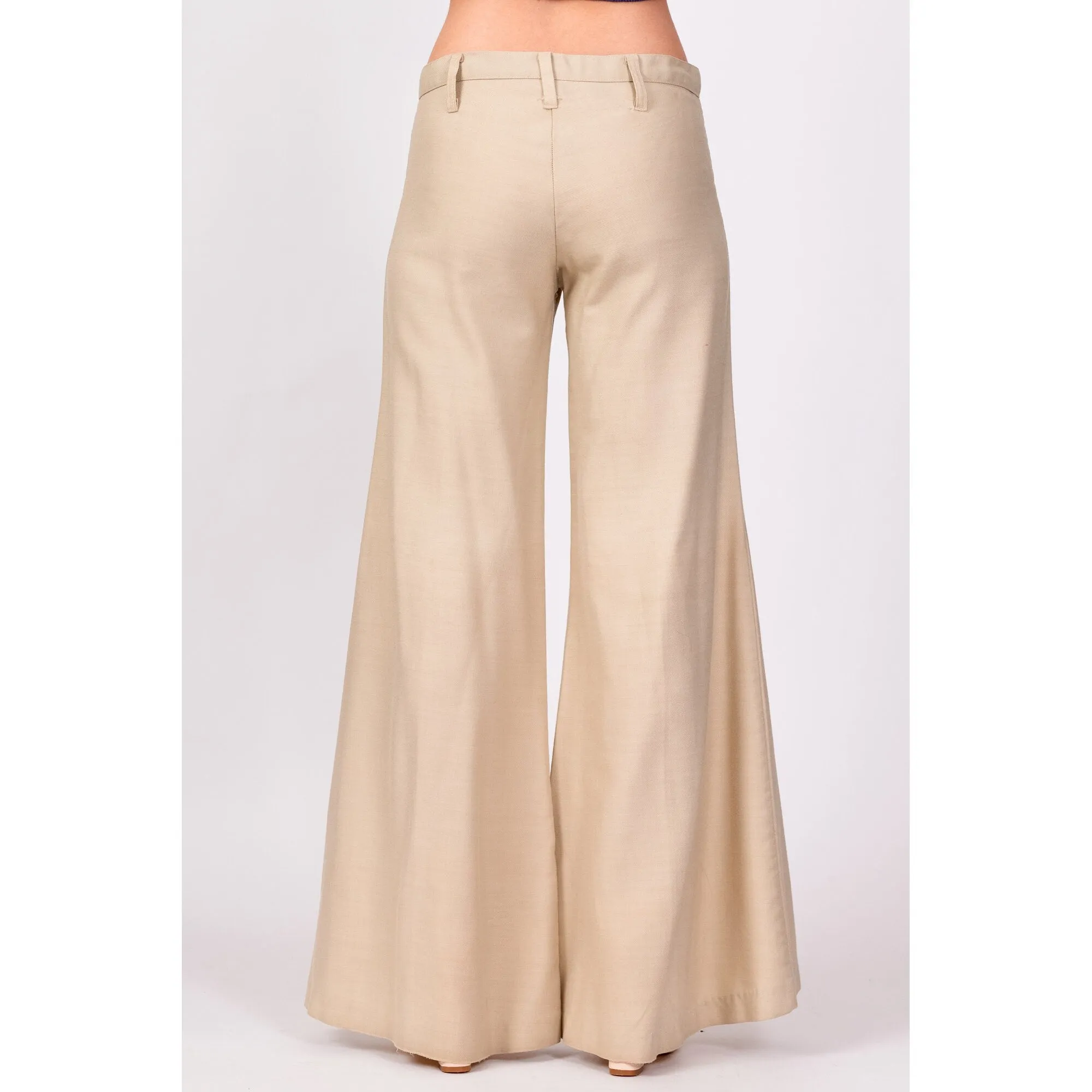 70s Khaki Low Rise Bell Bottoms - Extra Small