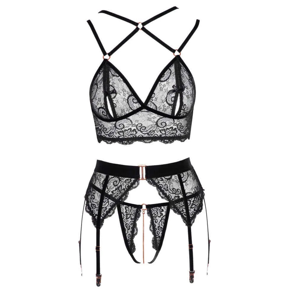 Abierta Fina Lacey Open Suspender Set