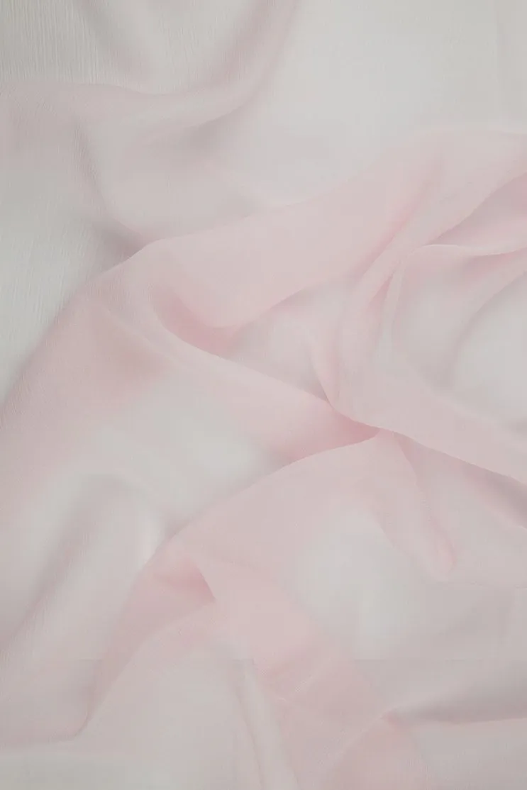 Baby Pink Silk Crinkled Chiffon Fabric