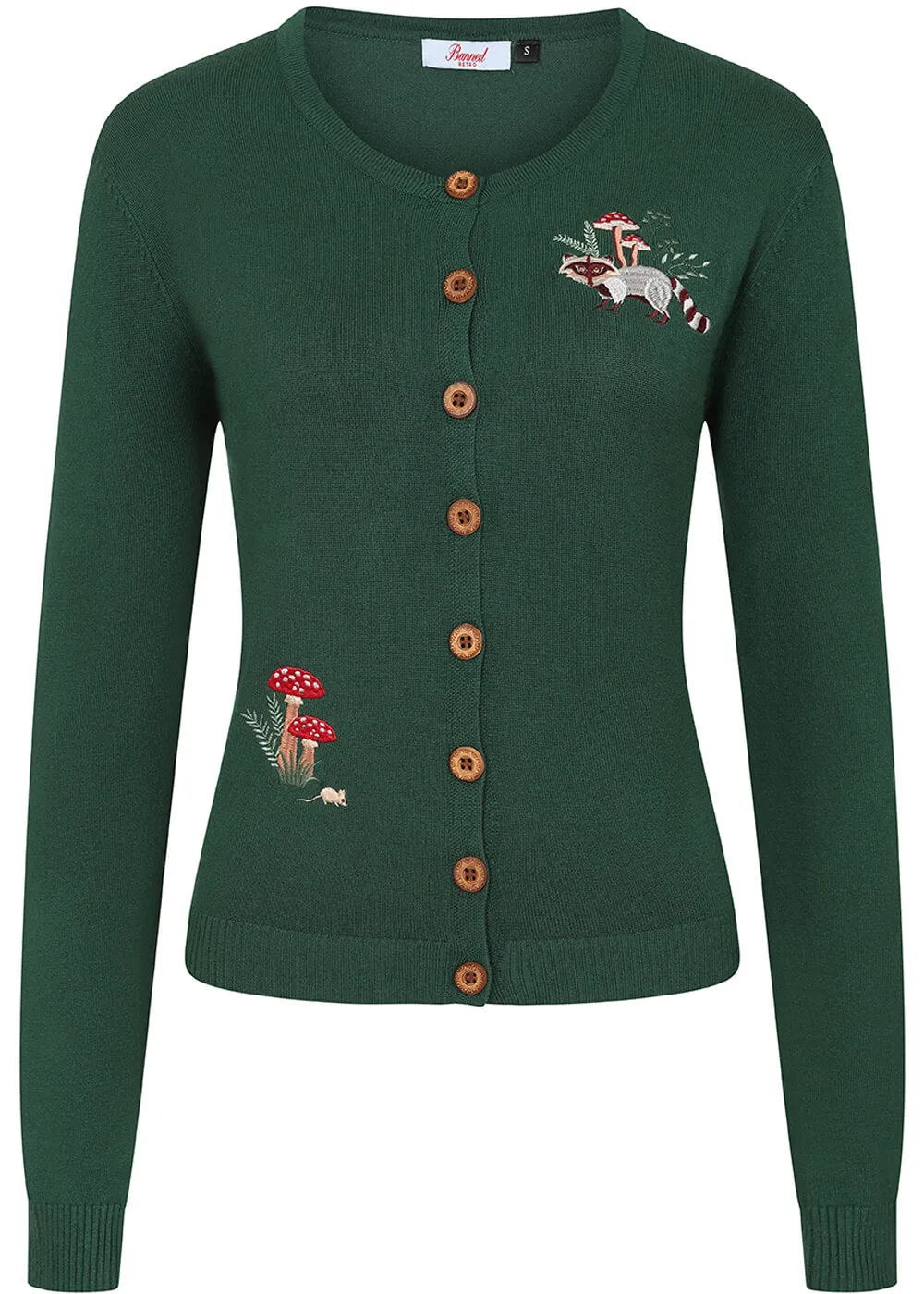 Banned Woodland Mushroom 40's Cardigan Green