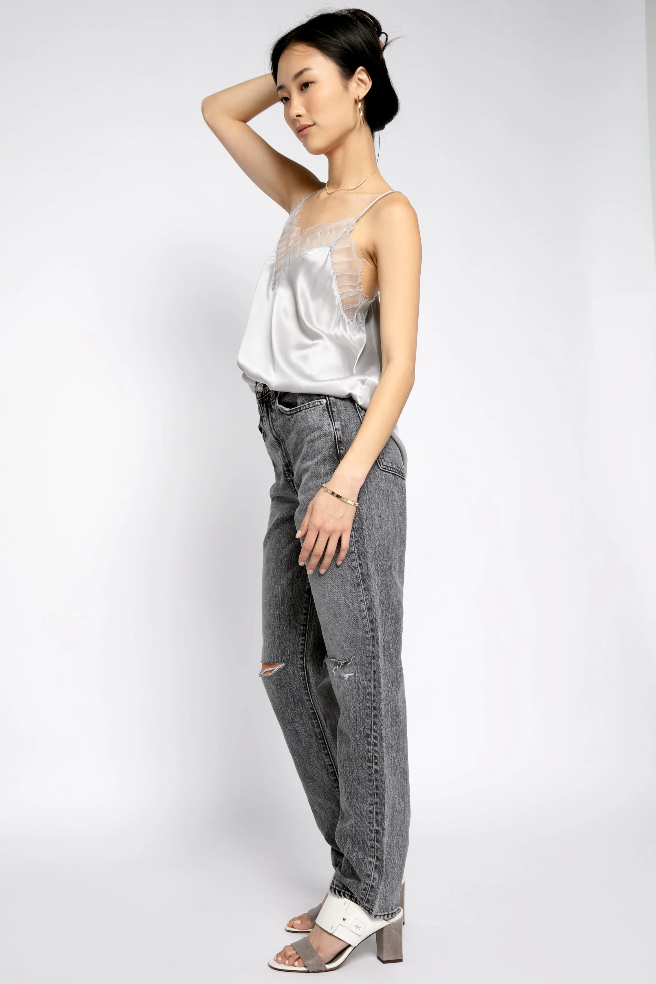 Berwyn Silk Camisole in Light Grey