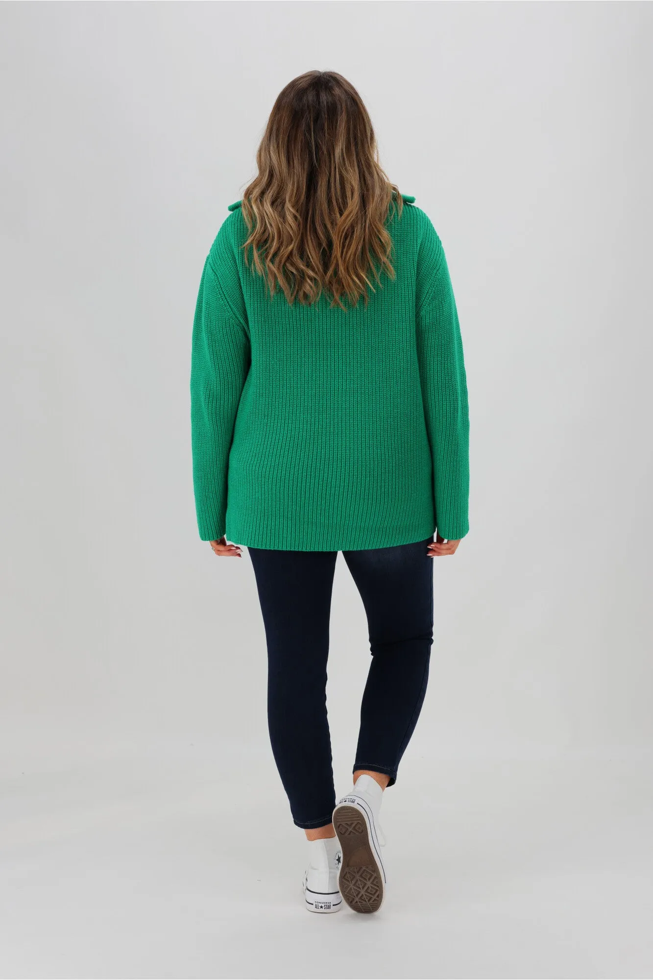 Betty Basics Bordeaux Collar Knit Emerald Green