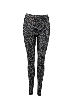 Black Colour Denmark Mesh Leggings in Grey Leo