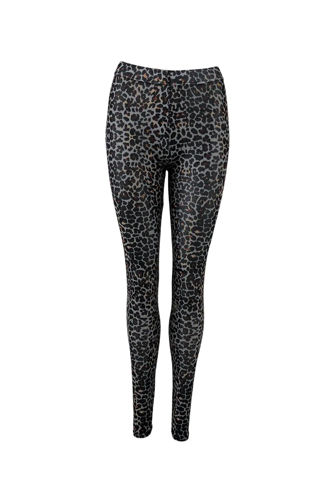 Black Colour Denmark Mesh Leggings in Grey Leo