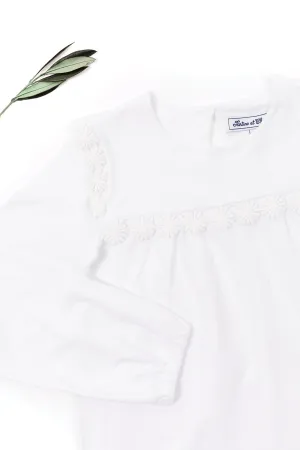 Blouse - White Daisy Embroidery