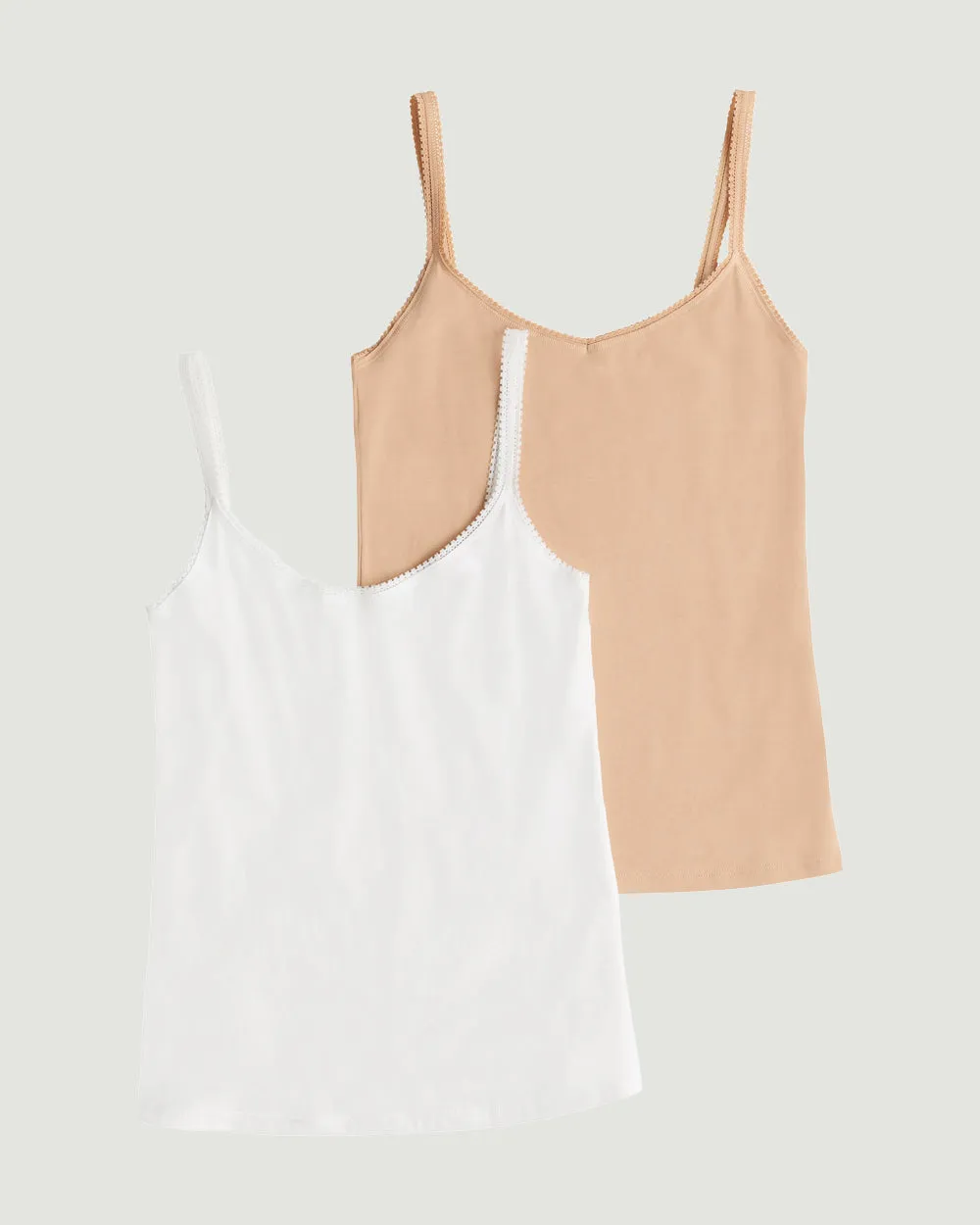 Cabana Cotton Reversible Cami 2 Pack - Champagne White