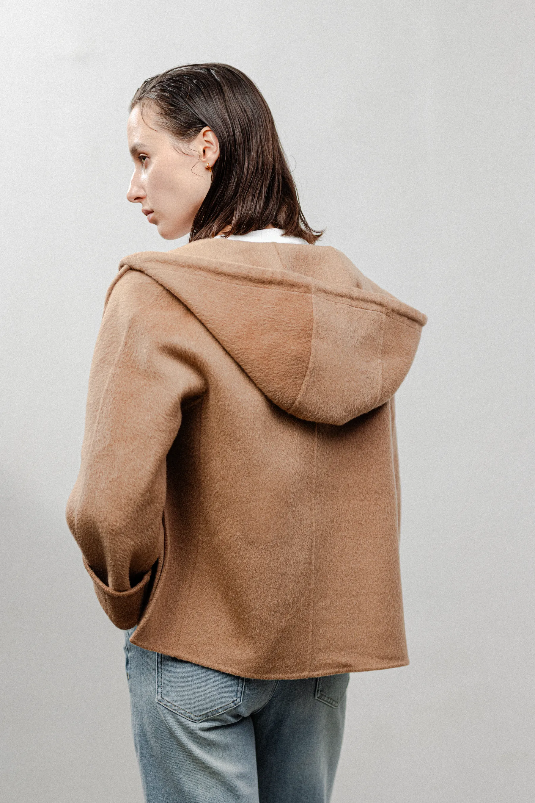 CAMIE wool-blended zip jacket (Camel)