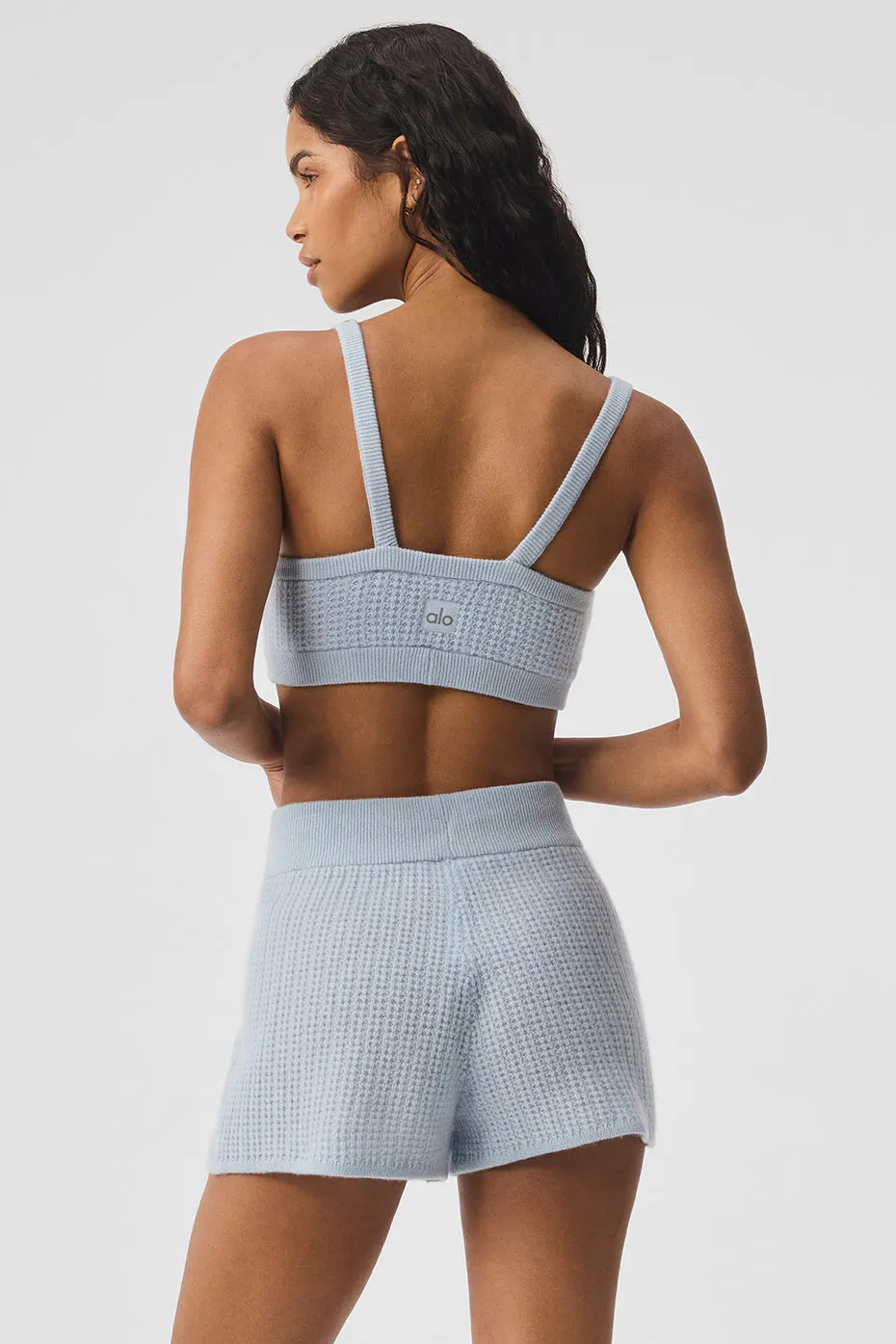 Cashmere Plush Waffle V-Neck Bra - Crystal Blue