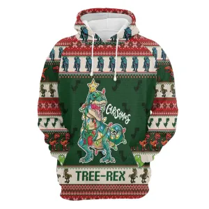 Christmas Tree Rex All Over Print 3D Hoodie For Men And Women, Best Gift For Dog lovers, Best Outfit Christmas