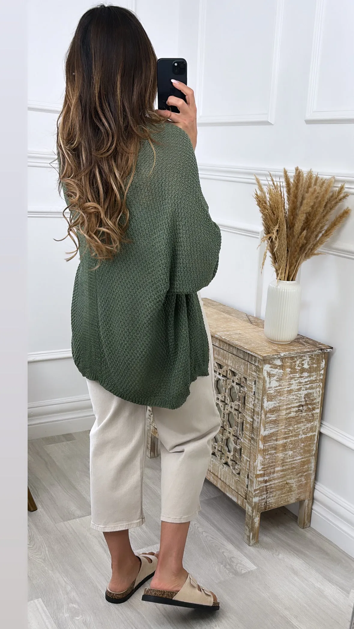 Clara Khaki Knit Cardigan