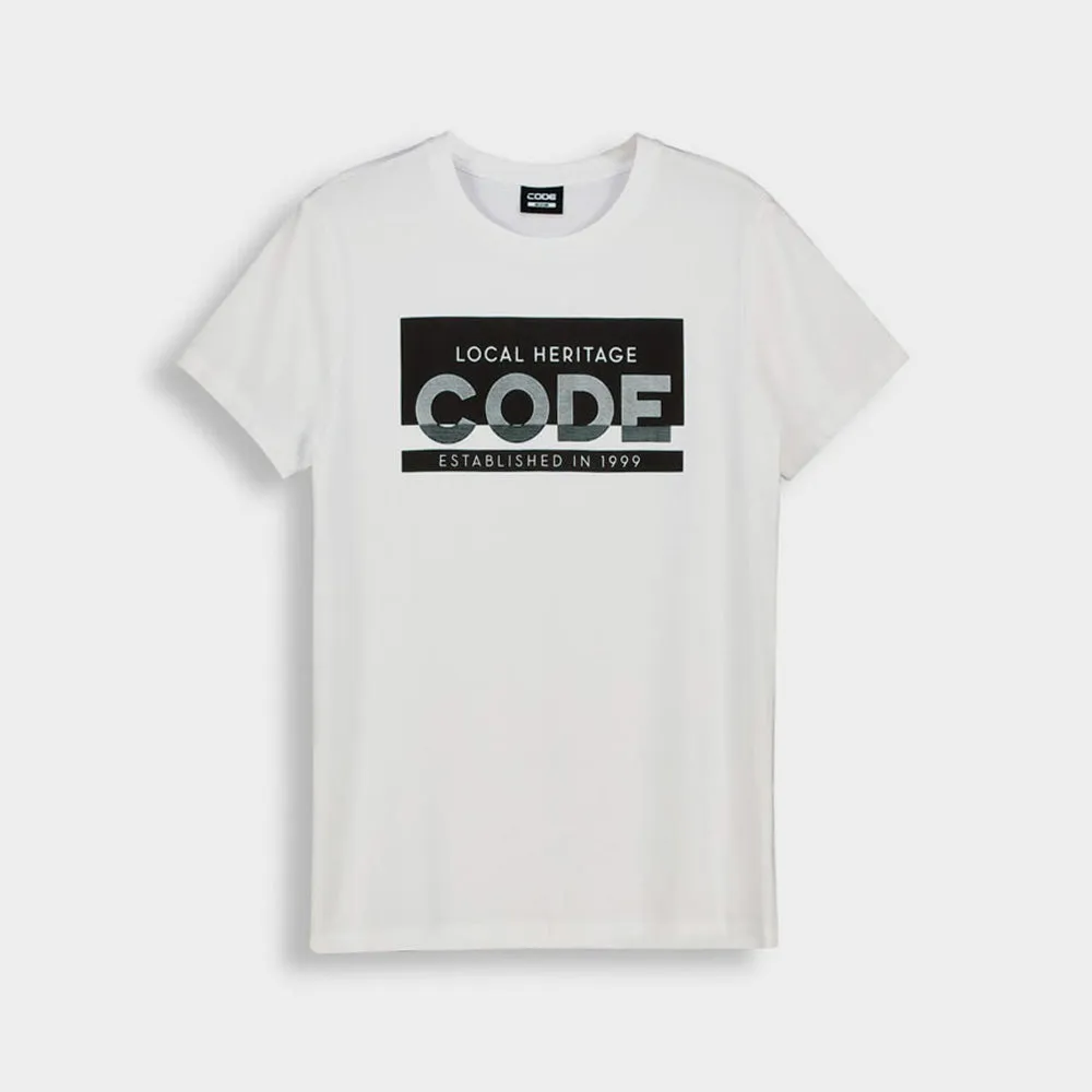 Code Mens Dots Texture Graphic Tee White _ 180697 _ White