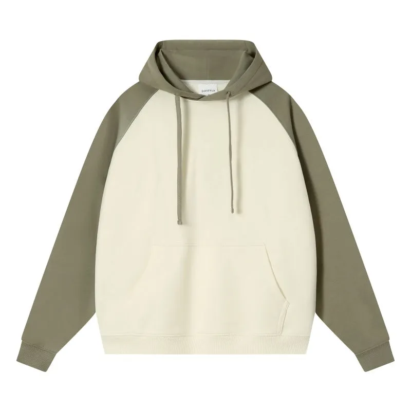 COLOR BLOCKED SHOULDER SWEATSHIRT PULLOVER HOODIE