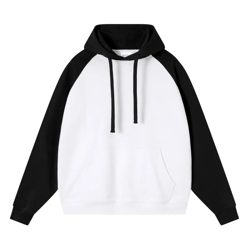 COLOR BLOCKED SHOULDER SWEATSHIRT PULLOVER HOODIE