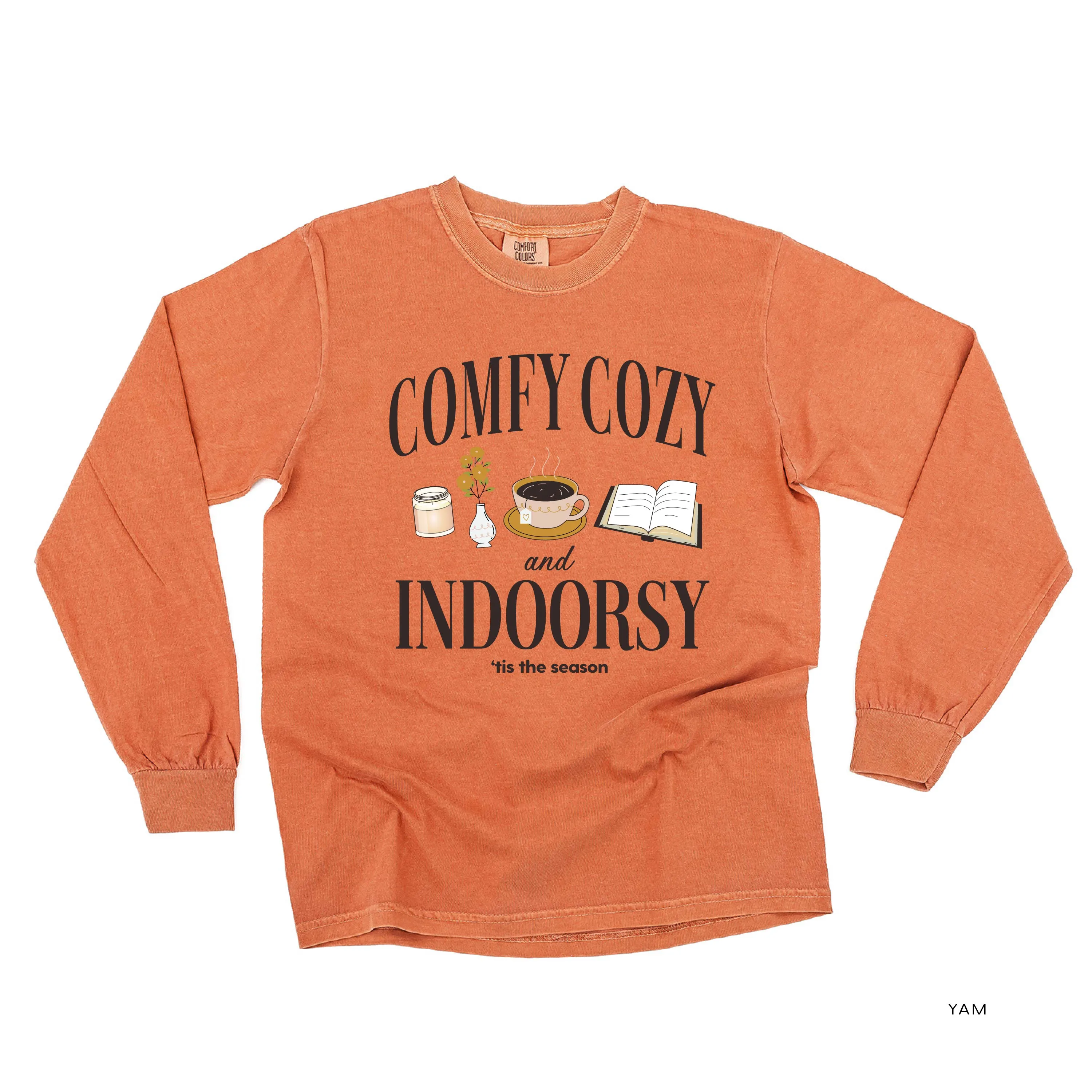 Comfy Cozy and Indoorsy - Long Sleeve Comfort Colors Tee