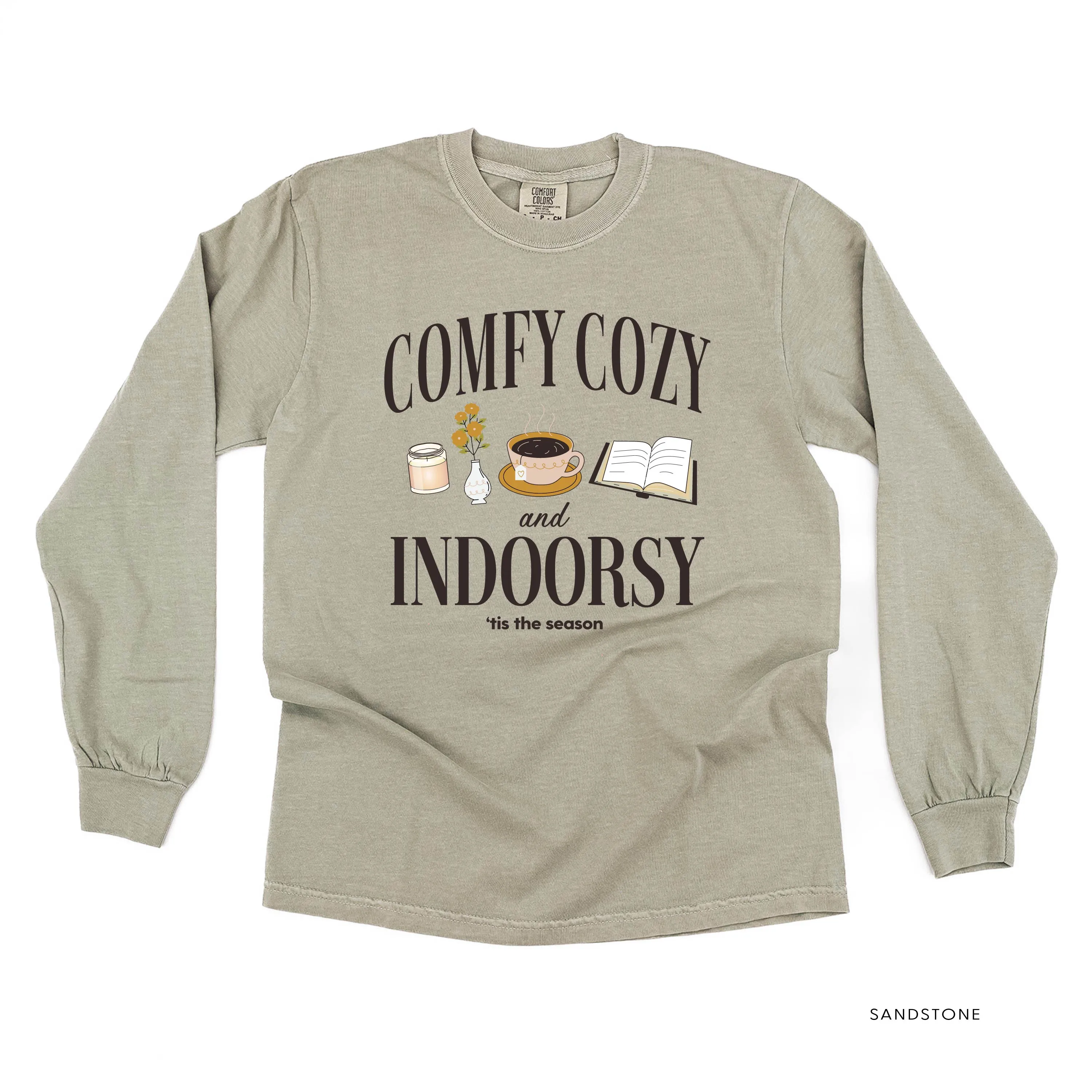 Comfy Cozy and Indoorsy - Long Sleeve Comfort Colors Tee