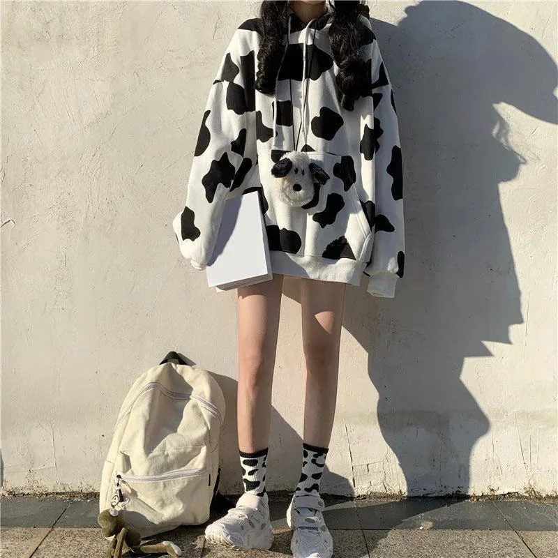 Cow Pattern Print Hoodie