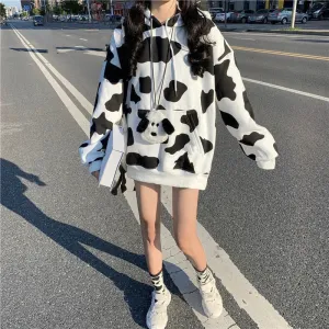 Cow Pattern Print Hoodie