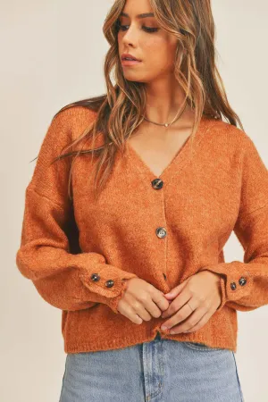 Evelyn Button Down Cardigan - Rust