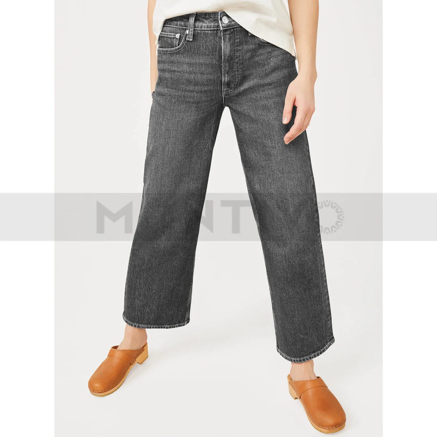 FA Wide Cropped Charcoal Jeans