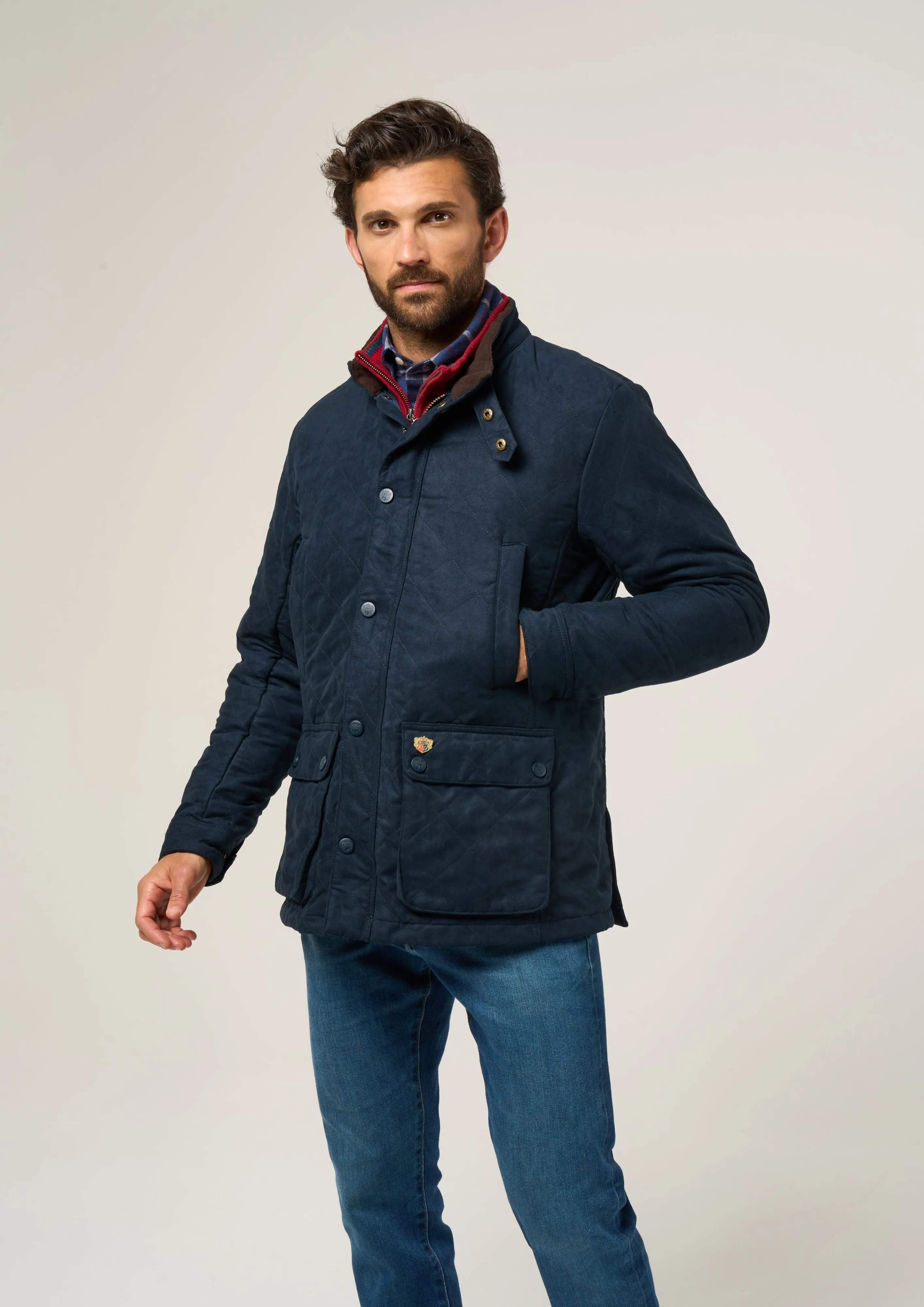 Felwell Men's Quilted Jacket In Dark Navy - Regular Fit