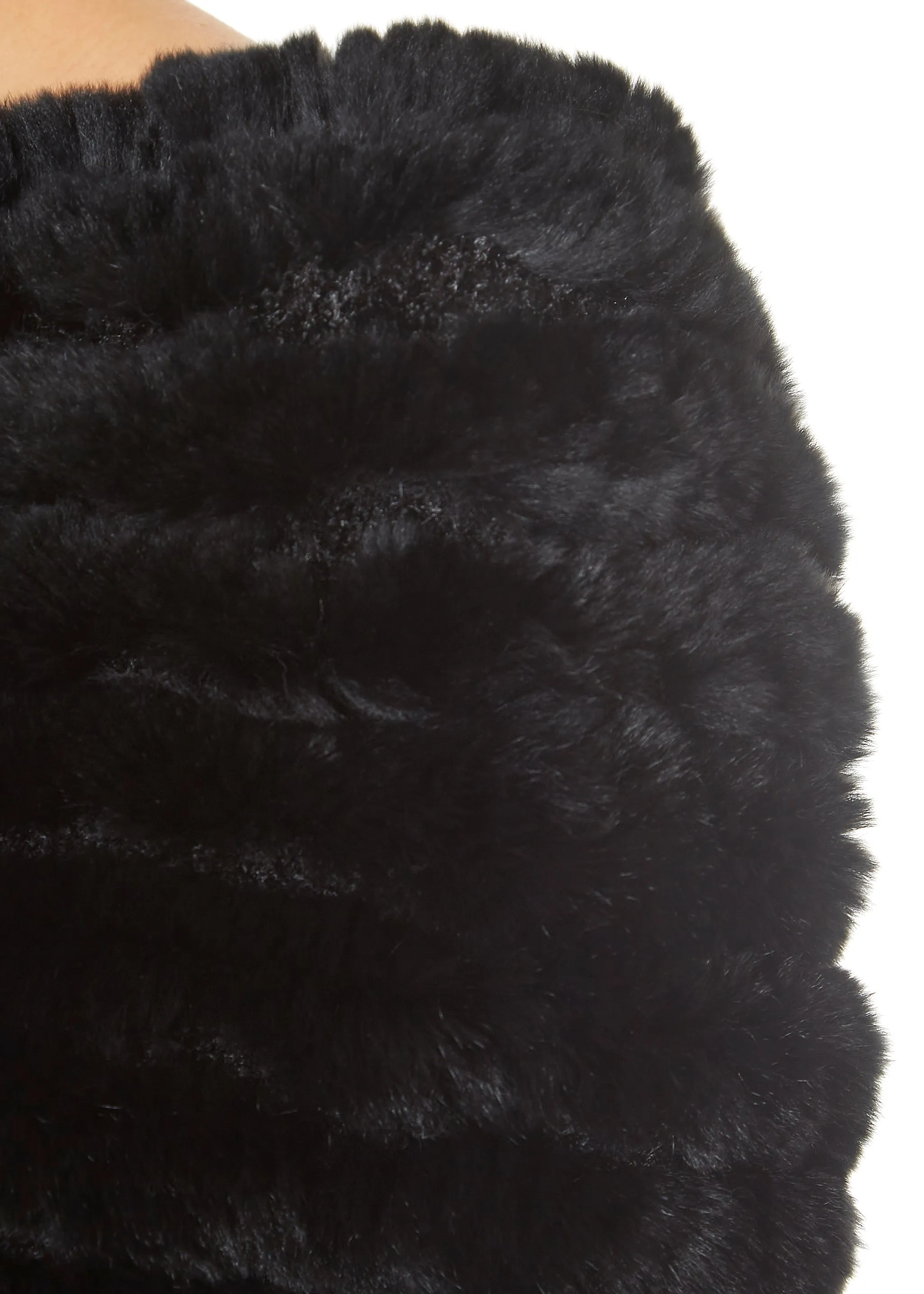 Fur5eight Real Rex Rabbit Fur Shoulder Snood Black