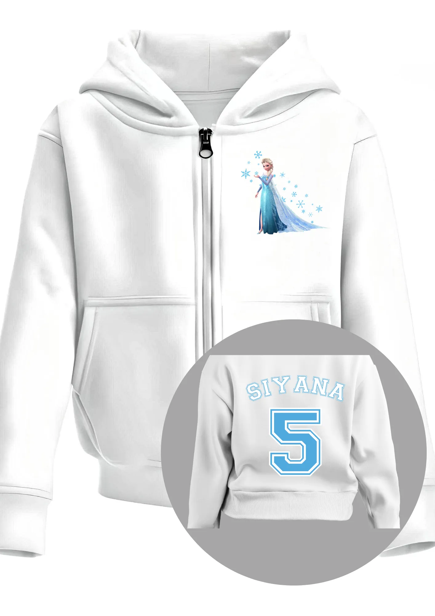 Girls' Personalised Frozen Elsa Custom Hoodie with Back Print