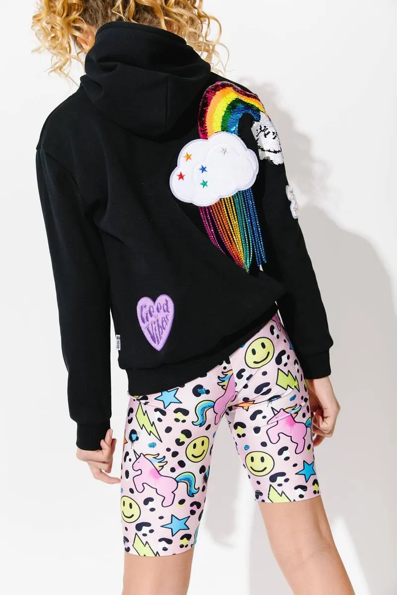 Good Vibes Rainbow Hoodie Black