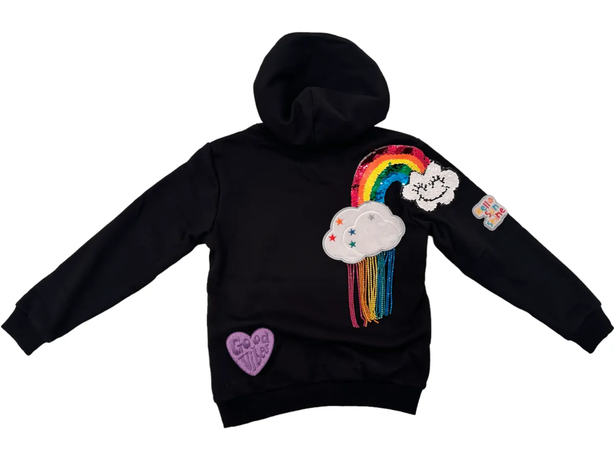 Good Vibes Rainbow Hoodie Black