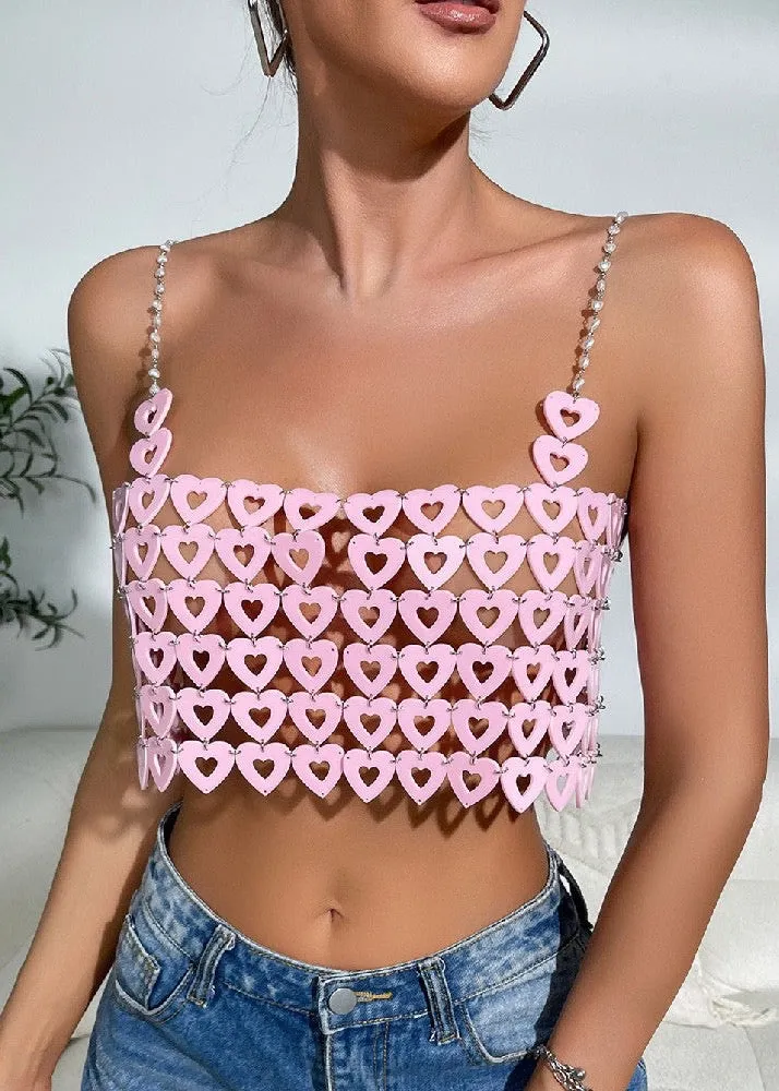 Heart-Shape Detail Square Neck Camisole Top