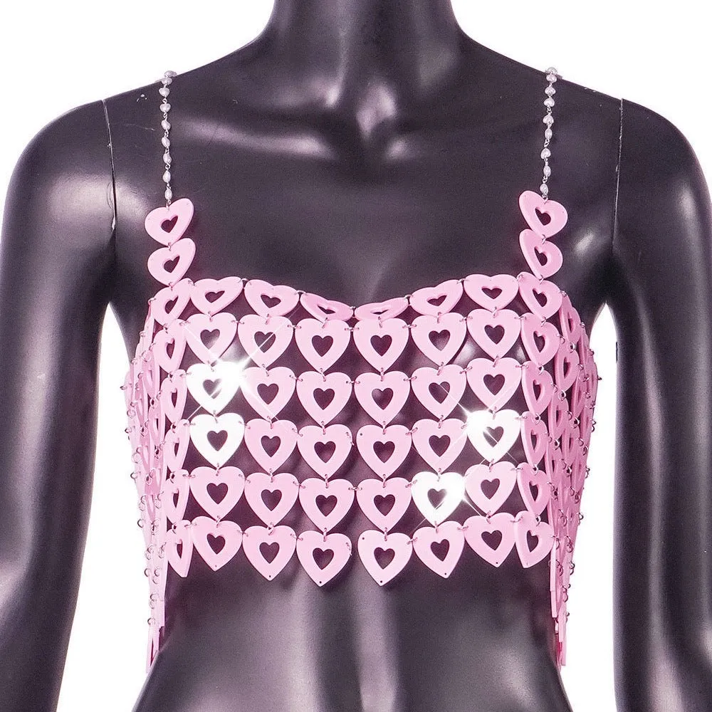 Heart-Shape Detail Square Neck Camisole Top