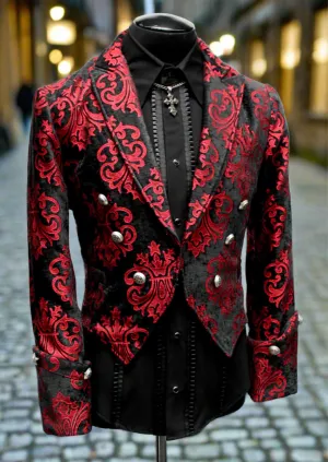 IMPERIAL JACKET - RED ON BLACK VELVET BROCADE