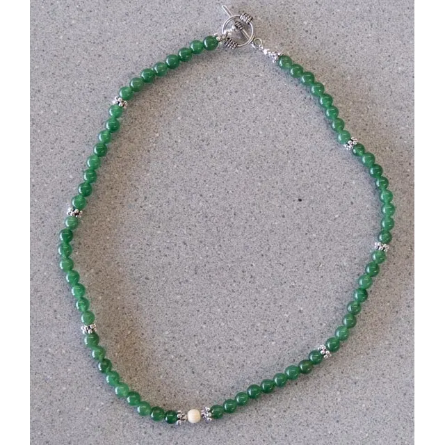 Jade with Ivory Bead Necklace 6mm