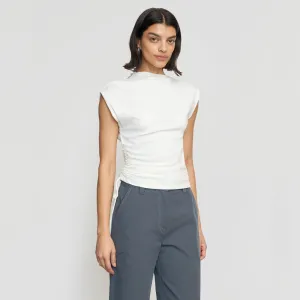 Jocelyn Asymmetric Ruched-Side Tee