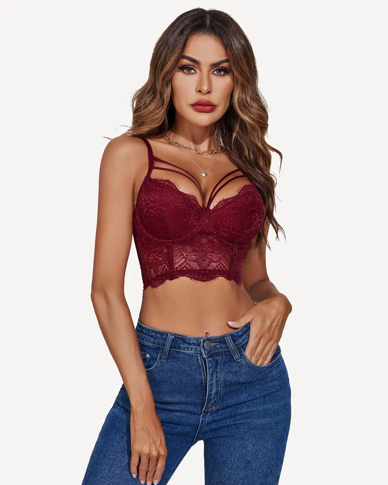 Lace Bustier Tops Two Layer Push Up Bralette