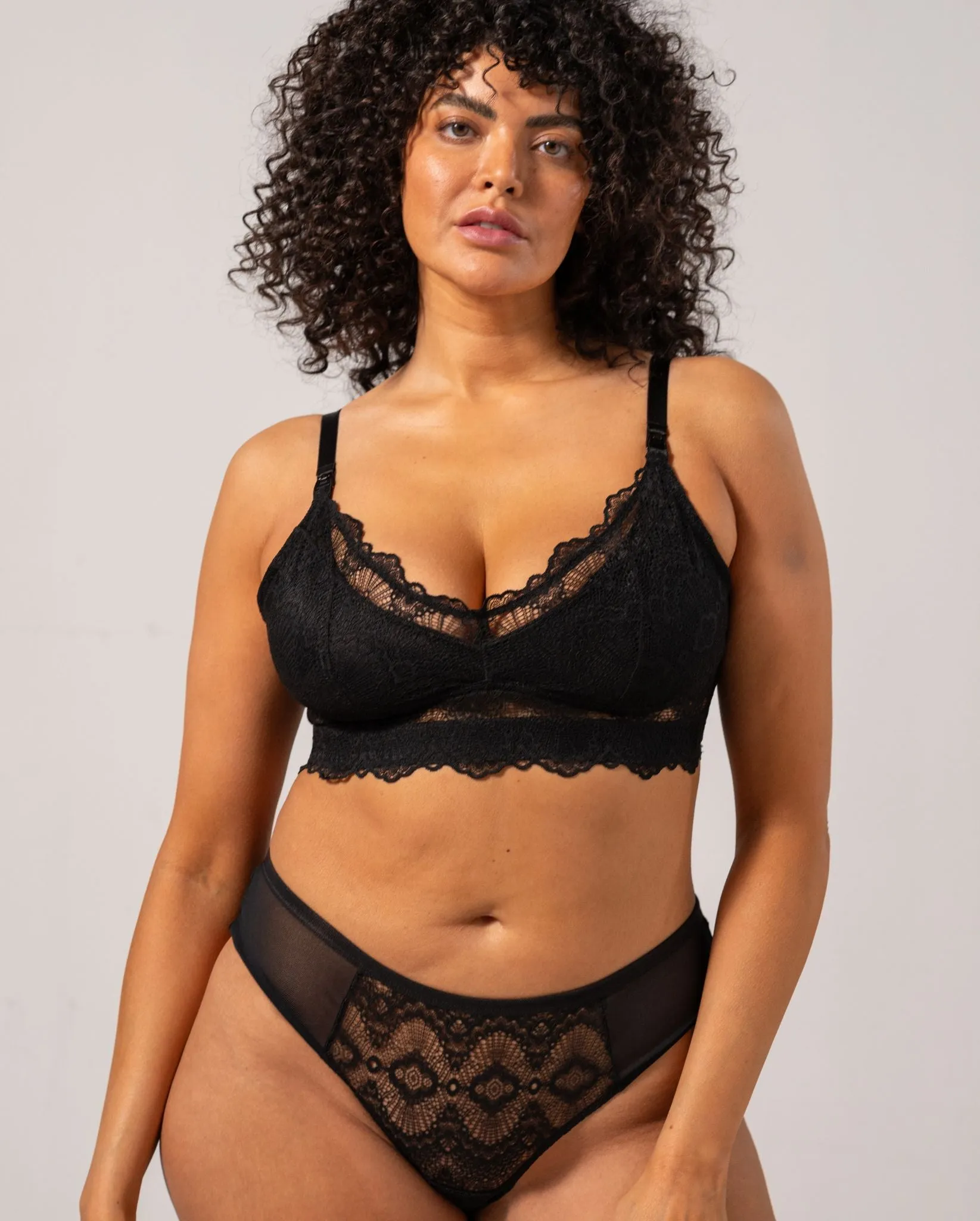 Lace Nursing Bralette Black