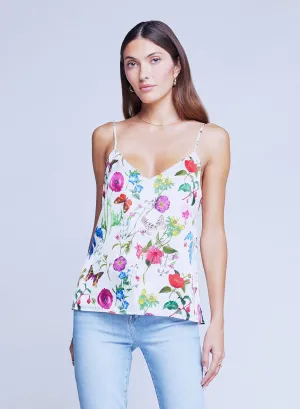 L’agence - Jane Spaghetti Strap Top - Ivory Multi Large Botanical