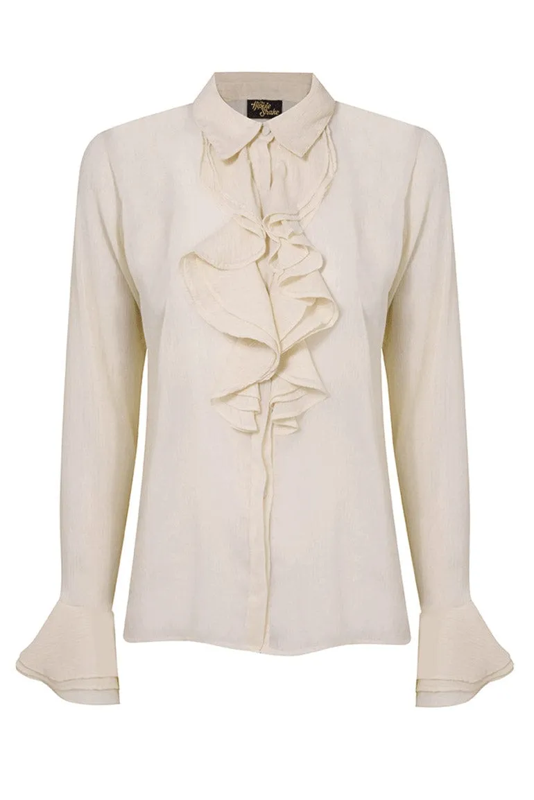 Let The Good Times Roll Cream Ruffle Blouse