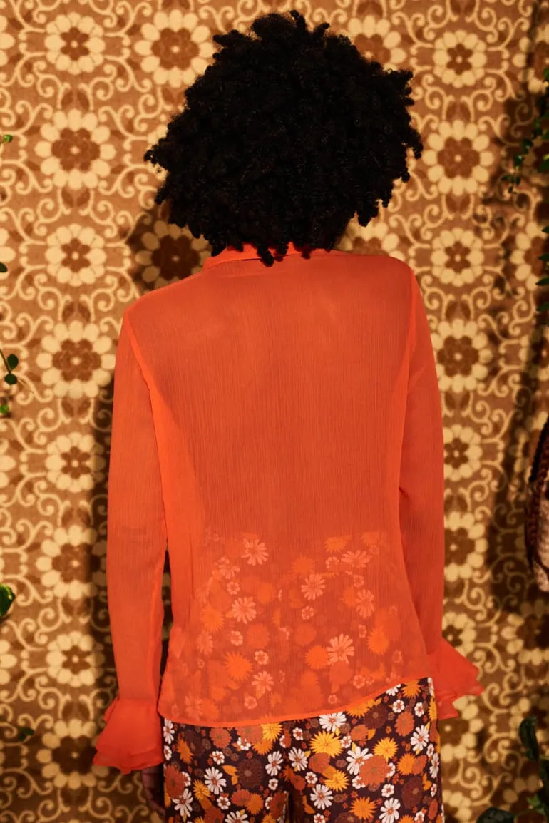 Let The Good Times Roll Orange Ruffle Blouse