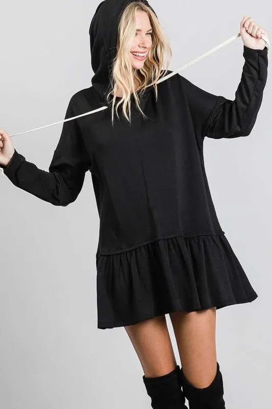 Long sleeve hoodie peplum tunic