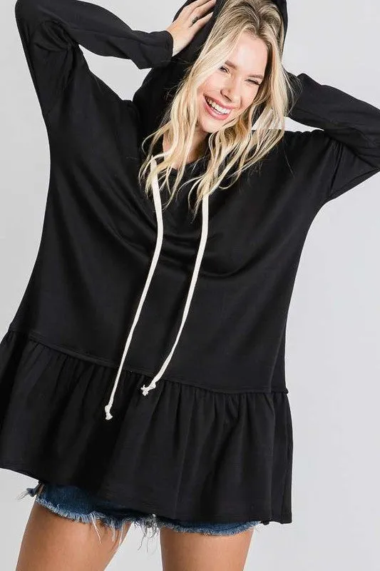 Long sleeve hoodie peplum tunic