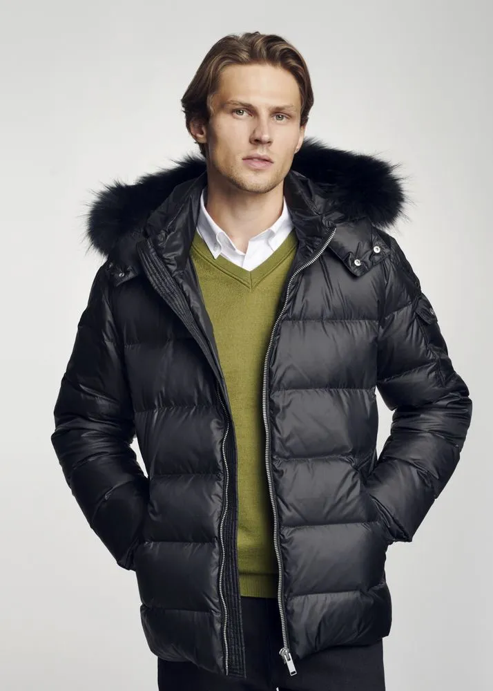 Luxurious look Men's Winter Jacket With Fur Trim