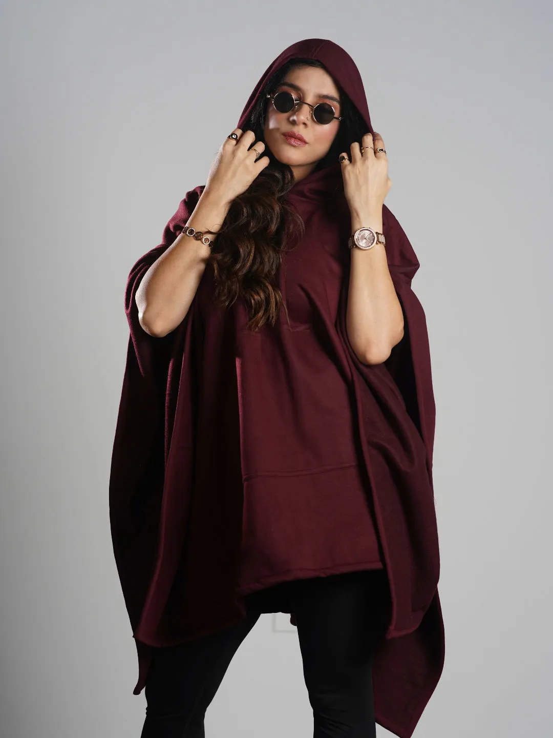 Maroon Poncho Hoodie