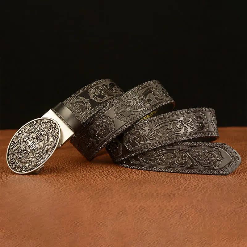 Men's Double Dragon Battling Leather Belt