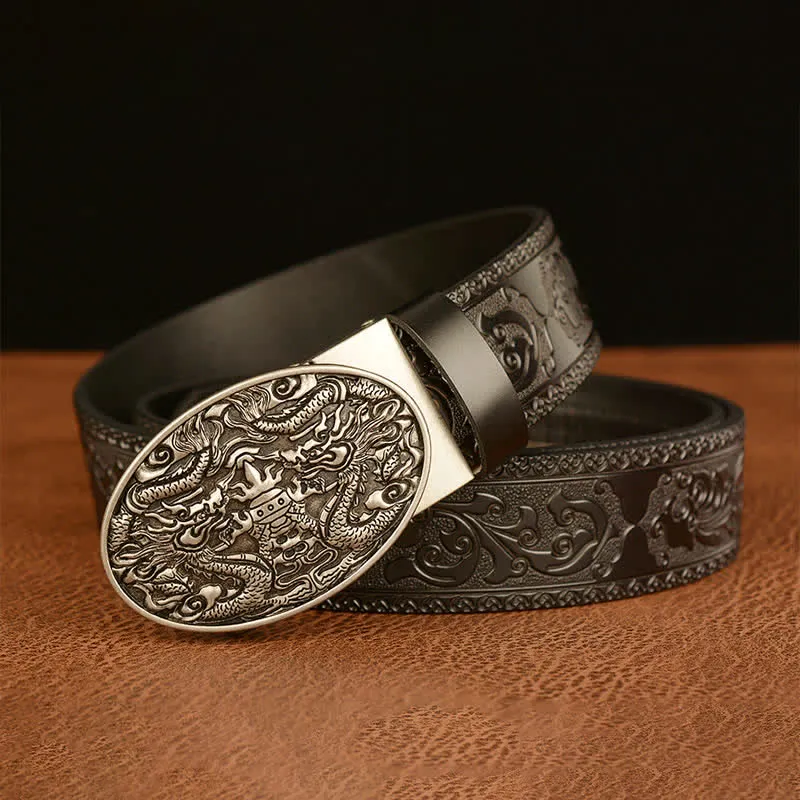 Men's Double Dragon Battling Leather Belt